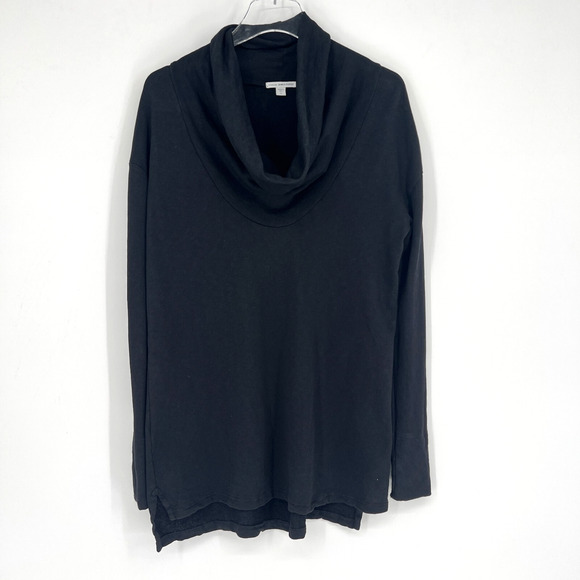 James Perse Sweatshirt Womens S Black Cowl Neck Basic Classic Sweater - Picture 1 of 7